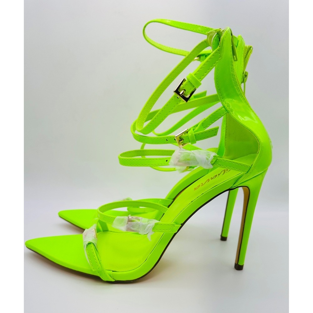 Liliana Laurent-86 Neon Lime Green Strappy Stiletto Heels Size 11 New